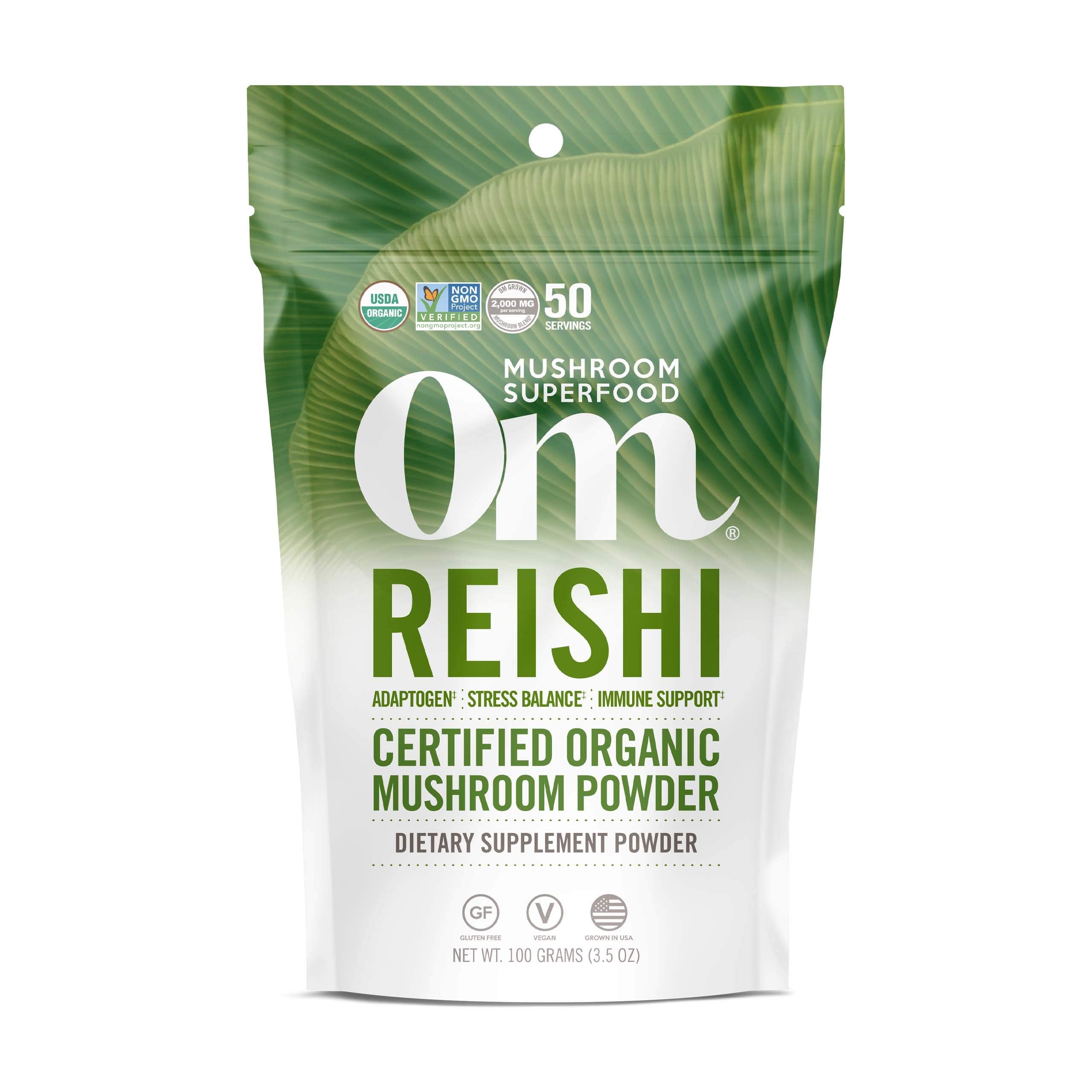 OM Mushroom Superfood Reishi Organic Mushroom Powder 3.5 Ounce 50 Servings Adaptogen Stress & Immune Support Superfood Mushroom Supplement